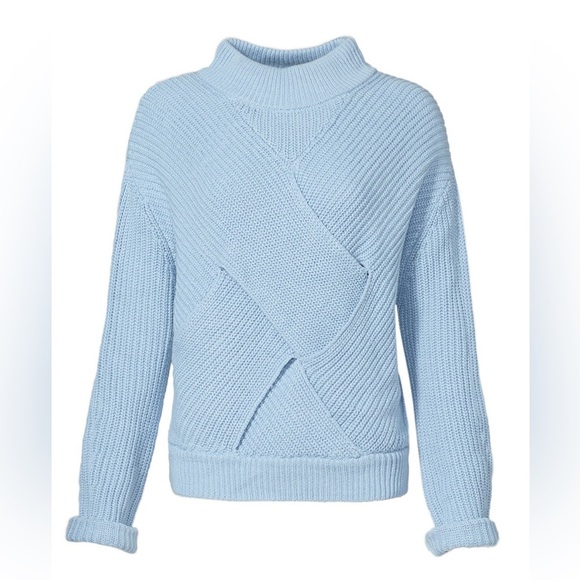C/Meo Collective Sweaters - C/MEO Collective Blue shake it off  Sweater Chunky Knit with criss cross panel